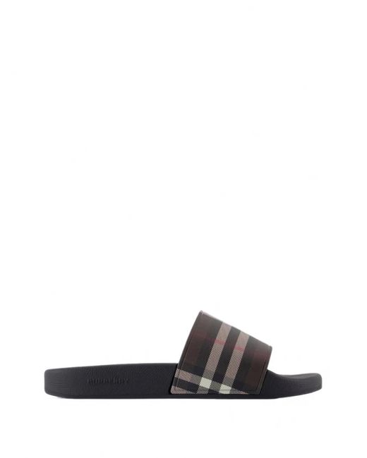 Burberry White Furley Check Slides