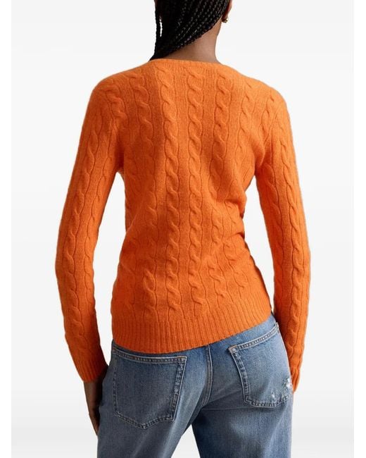 Polo Ralph Lauren Orange Cable-Knit Wool-Cashmere Sweater