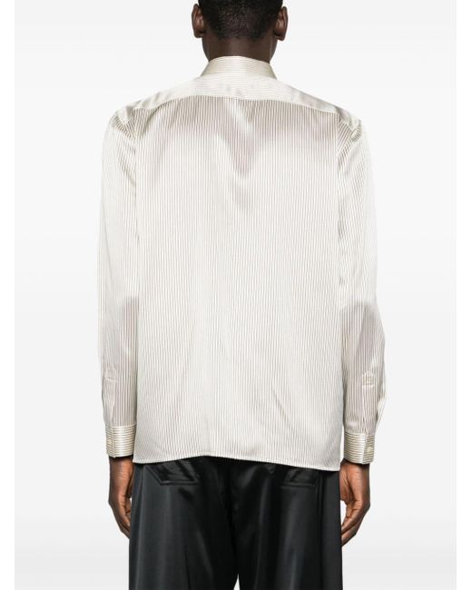 メンズ Saint Laurent ストライプ シルクシャツ White