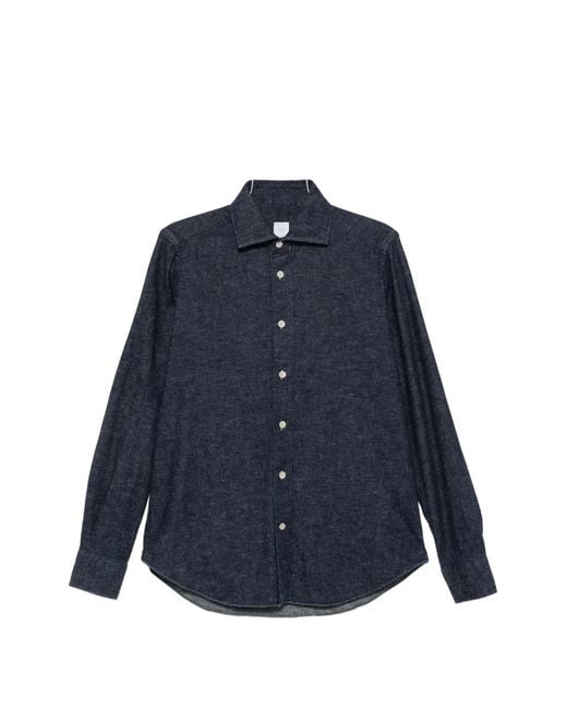 Eleventy Blue Long-Sleeve Denim Shirt for men