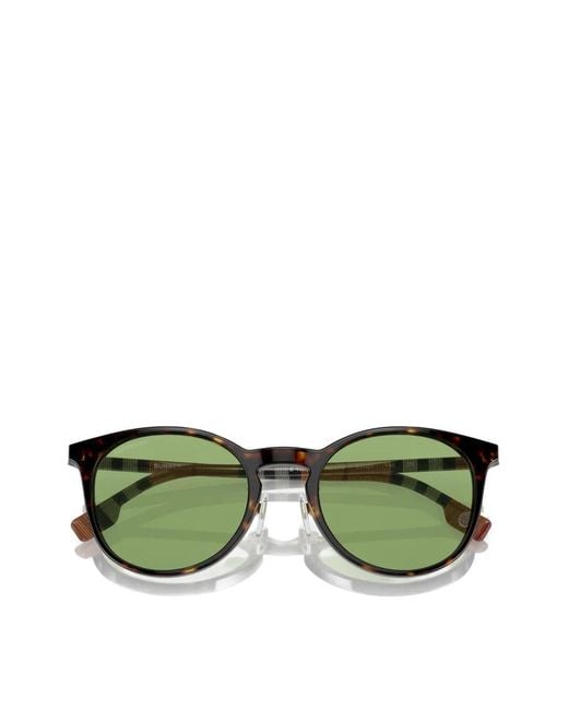 Burberry Green Tortoiseshell-Effect Round-Frame Sunglasses
