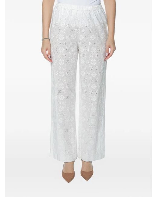 Mc2 Saint Barth White Pantalon À Broderie Anglaise Inez