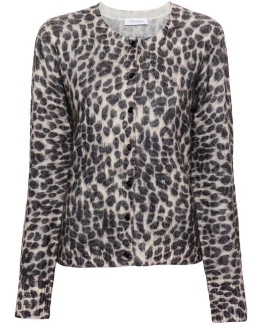 Blumarine Black Leopard-Print Cardigan