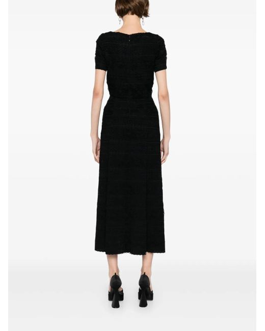 Elie Saab マクラメ ミディドレス Black