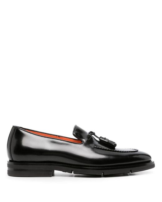 Santoni Tasseldetail Patentleather Loafers in Black for Men Lyst