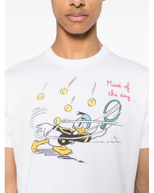 Mc2 Saint Barth White X Disney Mood Day Cotton T-shirt for men