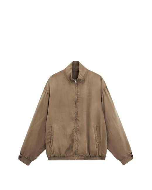 Ssstein Brown Zip-Up High-Neck Jacket for men