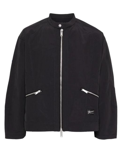 FIVE CM Black Logo-Patch Zip-Up Jacket for men