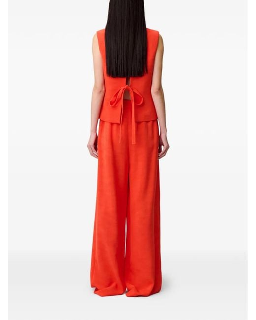 Claudie Pierlot Red Button-Fastening Tie-Back Waistcoat