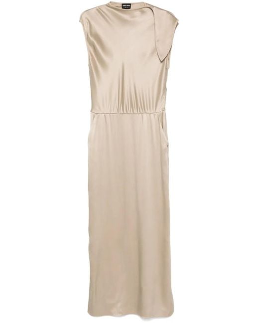 Giorgio Armani Natural Tie-Shoulder Gown