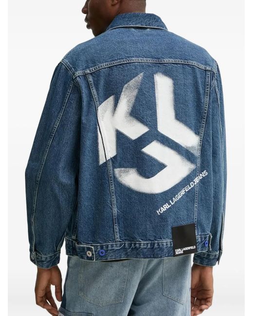 Karl Lagerfeld Blue Logo-Print Denim Jacket for men