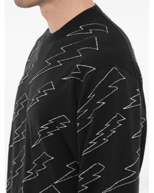 Neil Barrett Black Thunderbolt-Embroidered Sweater for men