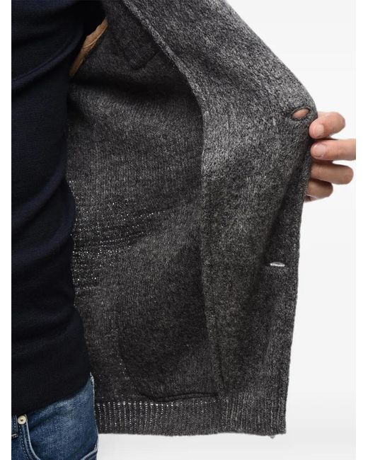 SUNHOUSE Gray Knit Horn-Button Cardigan for men