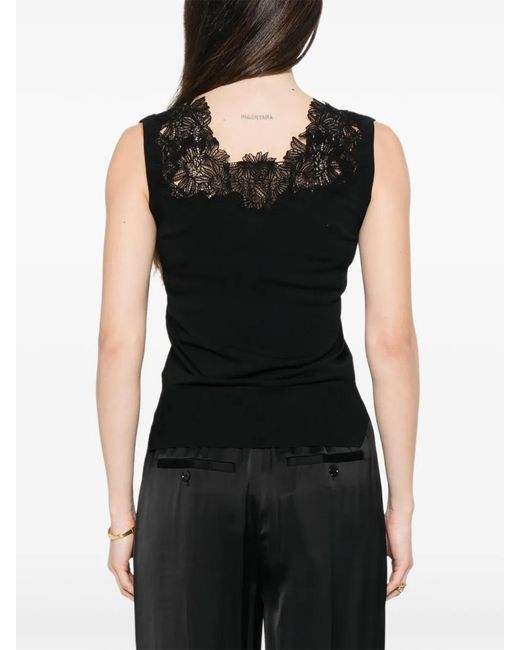 Ermanno Scervino Black Lace Knitted Tank Top