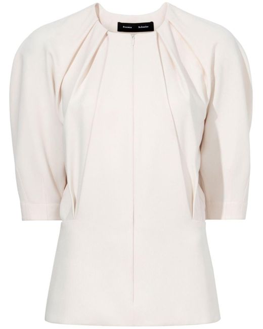 Proenza Schouler White Gathered-detail Crepe Blouse