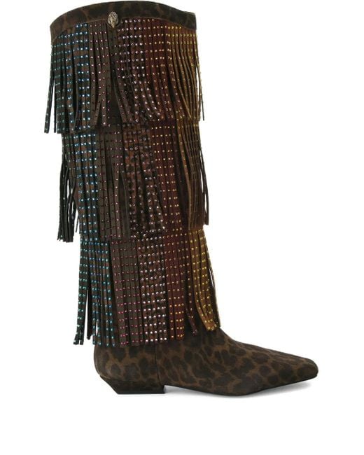 Kurt Geiger Black Western Fringe Boots