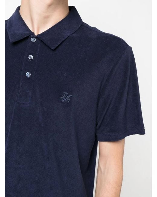 Vilebrequin Blue Phoenix Terry Short-Sleeved Polo Shirt for men