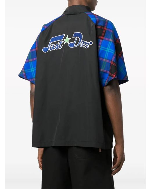 Just Don Black Color Block Shirt for men