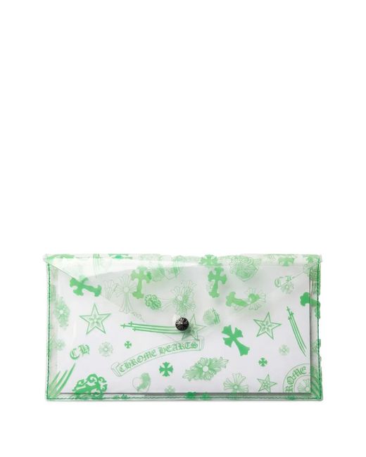 Chrome Hearts Green Logo-Print Transparent Pouch for men