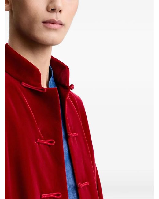 Shanghai Tang Red Tang Velvet Mandarin Jacket for men