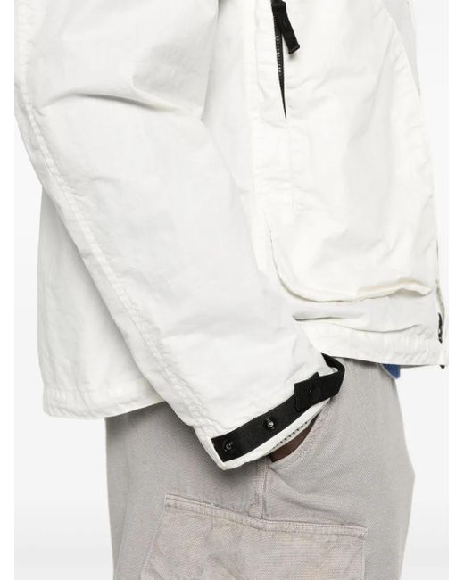 Stone Island White Jacket Organic Look Nylon Panama-Tc for men