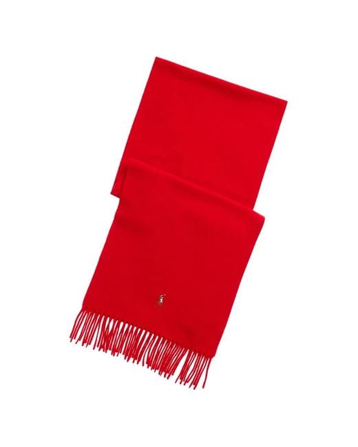 Polo Ralph Lauren Red Pony Fringed Scarf for men