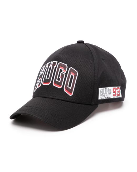 Logo-print cotton cap HUGO de hombre de color Black