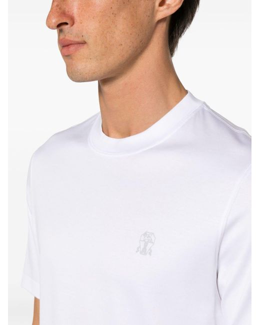 Camiseta con logo estampado Brunello Cucinelli de hombre de color White