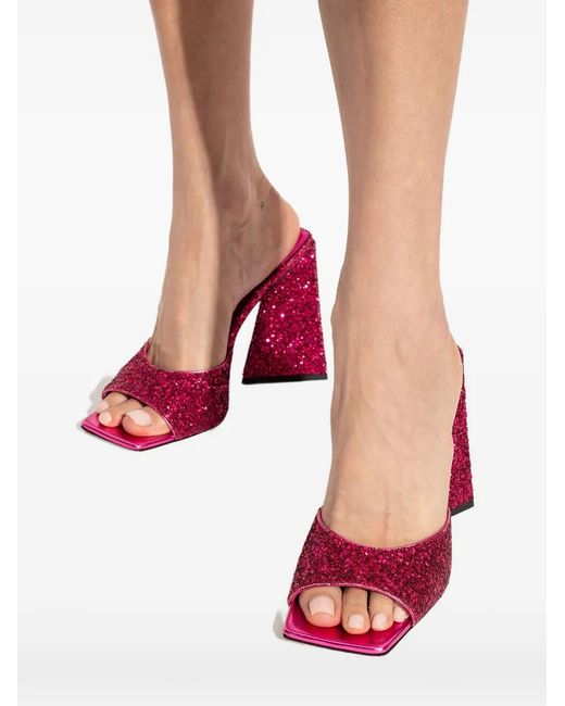 The Attico Pink Devon Glitter-Finish Mules