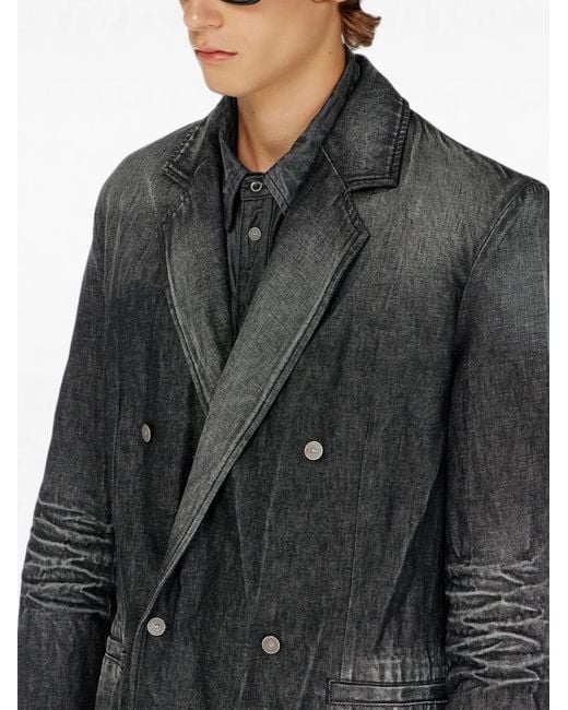 DIESEL Black Double-Breasted Blazer for men