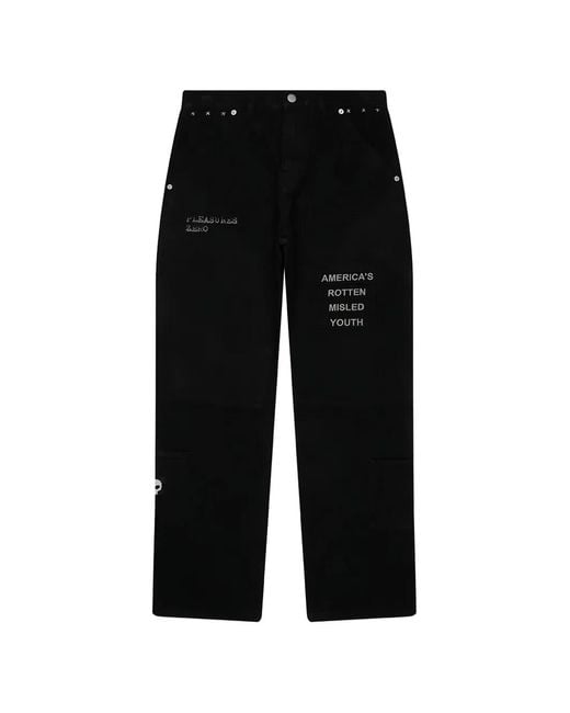 Pleasures Black Zero Work Embroidered Trousers for men
