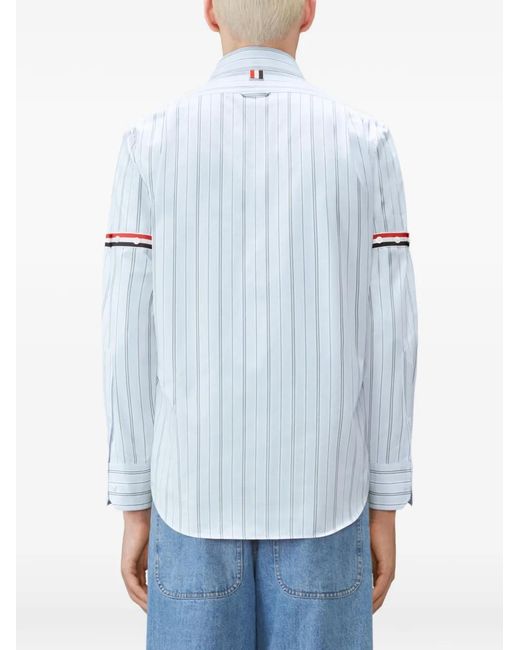 Thom Browne Blue Madras Hairline-Stripe Armband Shirt for men