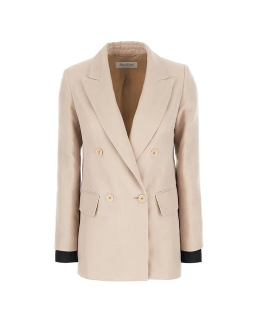 Max Mara Natural Blazer Croisé À Revers Pointus