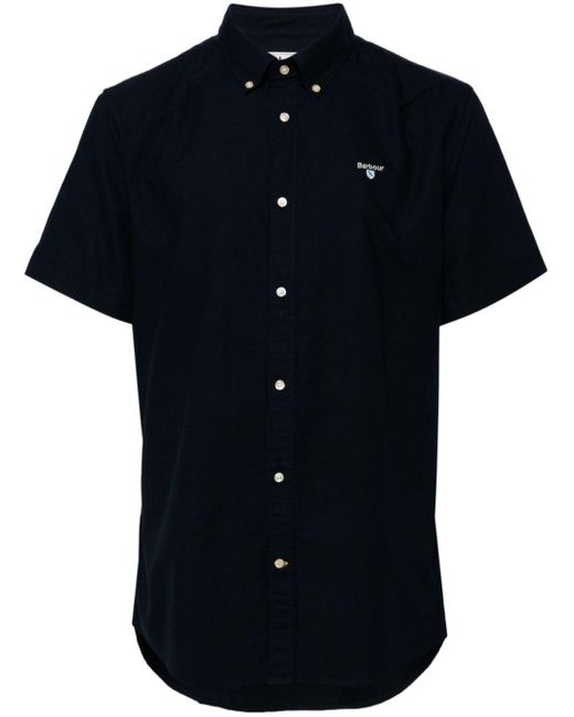 Barbour Blue Embroidered-logo Cotton Shirt for men