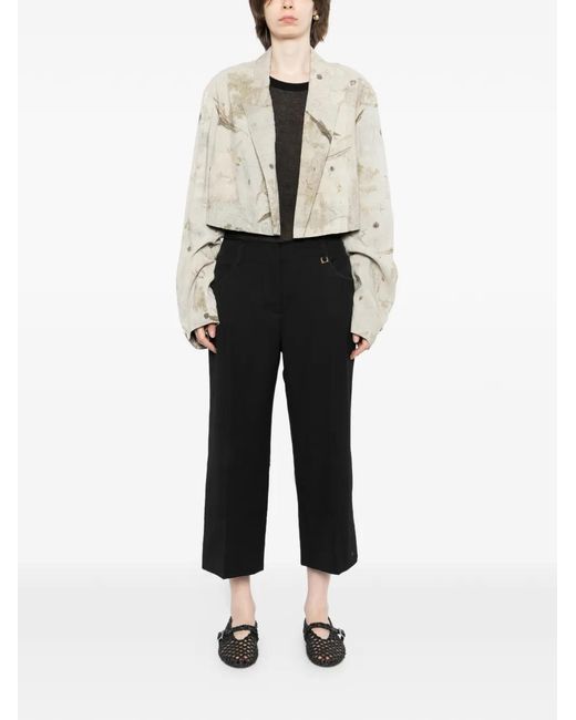 Ziggy Chen White Cropped Print-Design Jacket