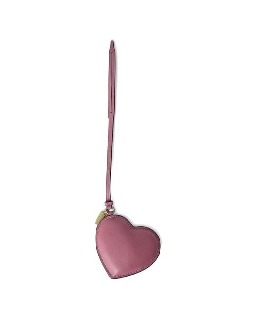 COACH Pink Heart-Shape Adjustable-Strap Keyring