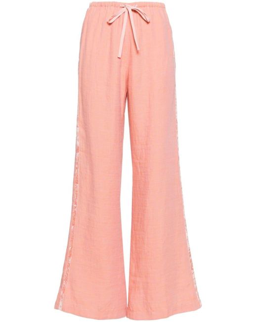 Pantalon en lin à coupe évasée Forte Forte en coloris Pink