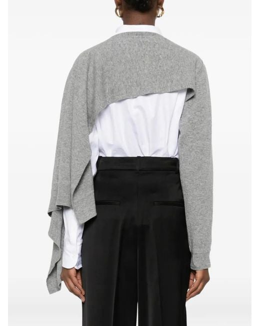 Jil Sander Gray Crewneck Sweater With Drape
