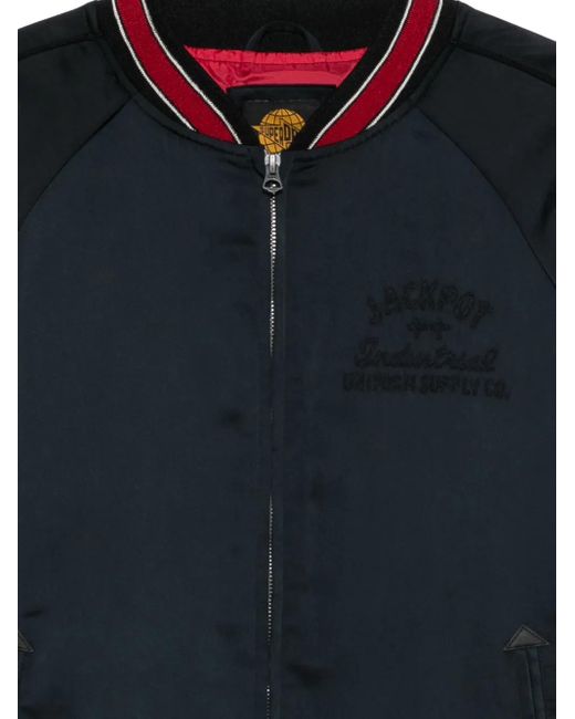 Superdry Blue Ribbed-Trim Bomber Jacket for men