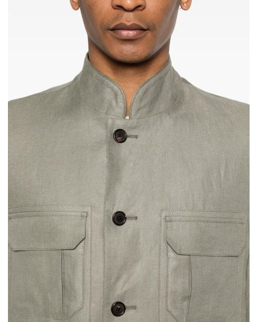 Corneliani Gray Button Flap-Pocket Jacket for men