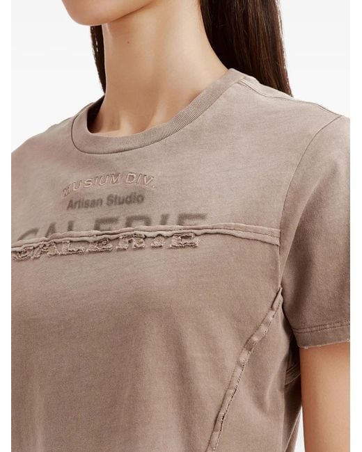 Musium Div. Gray Logo-Print Cut-Out T-Shirt