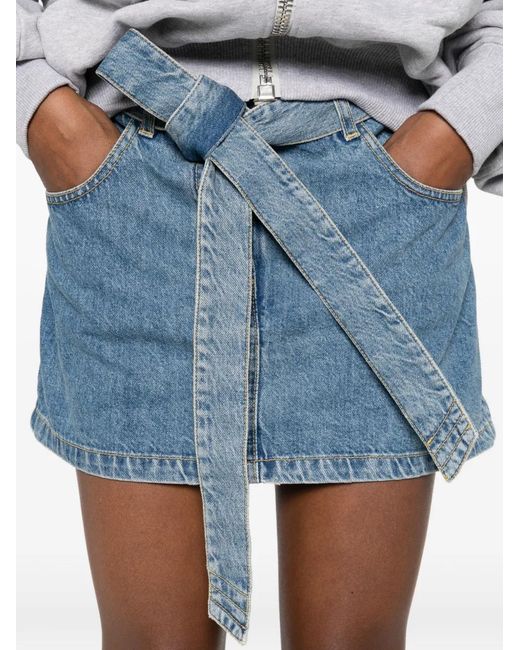The Attico Blue Belted Mini Skirt