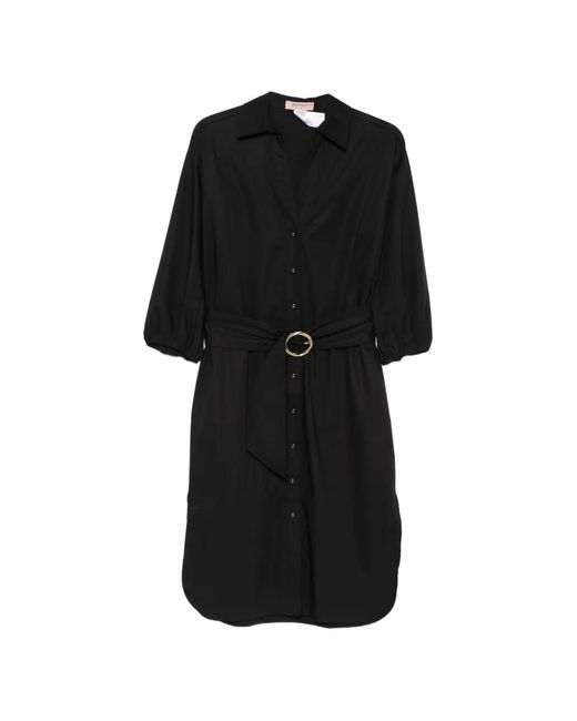 Twinset Black Belted Midi Dress