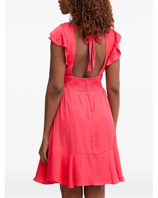 Morgan Red Ruffled Open-Back Mini Dress