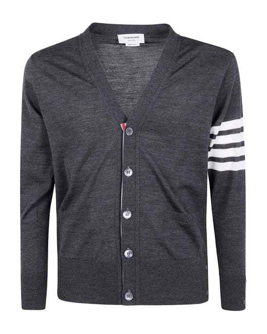 Thom Browne Black 4-Bar Stripe Cardigan for men