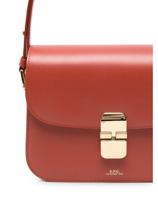 A.P.C. Red Grace Leather Shoulder Bag