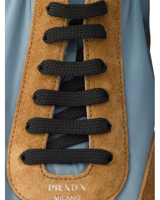 Prada Blue Collapse Re-Nylon Lace-Up Sneakers