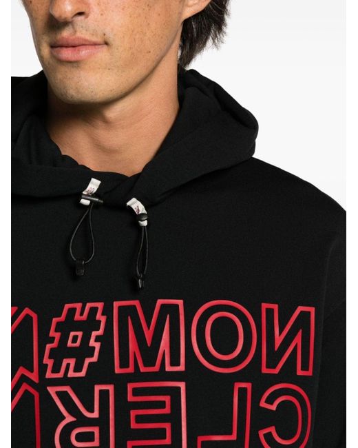 3 MONCLER GRENOBLE Black Logo-print Jersey Hoodie for men