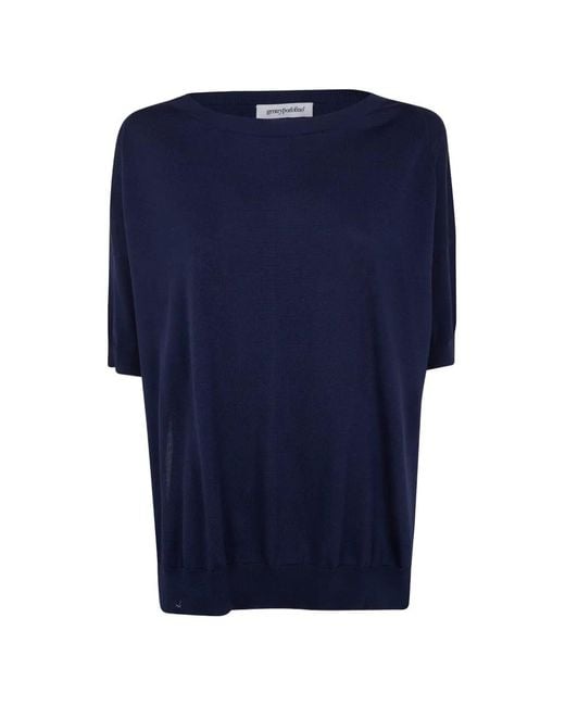 Gentry Portofino Blue Short-Sleeved Knitted Top