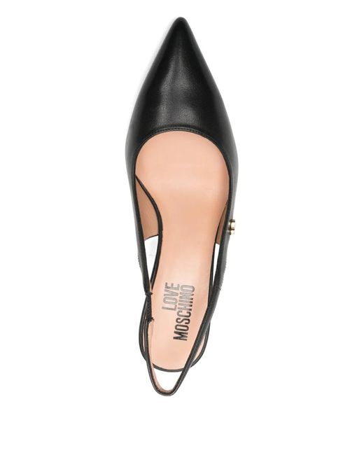 Love Moschino Metallic Heart-Appliqué Slingback Pumps